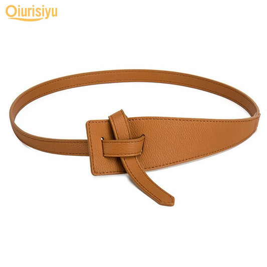 Buy Shein Belt Double Sided Pu Leather Tie Knot Coat - Camel in Pakistan