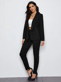 Buy SHEIN Felegant Shawl Collar Open Front Blazer and Slant Pocket Pants Set in Pakistan