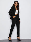 Buy SHEIN Felegant Shawl Collar Open Front Blazer and Slant Pocket Pants Set in Pakistan