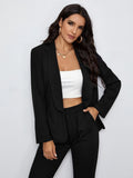 Buy SHEIN Felegant Shawl Collar Open Front Blazer and Slant Pocket Pants Set in Pakistan