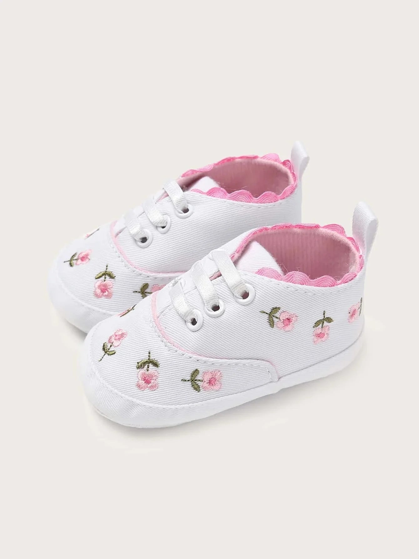 Buy SHEIN Baby Girl Floral Embroidered Lace-up Front Flats in Pakistan