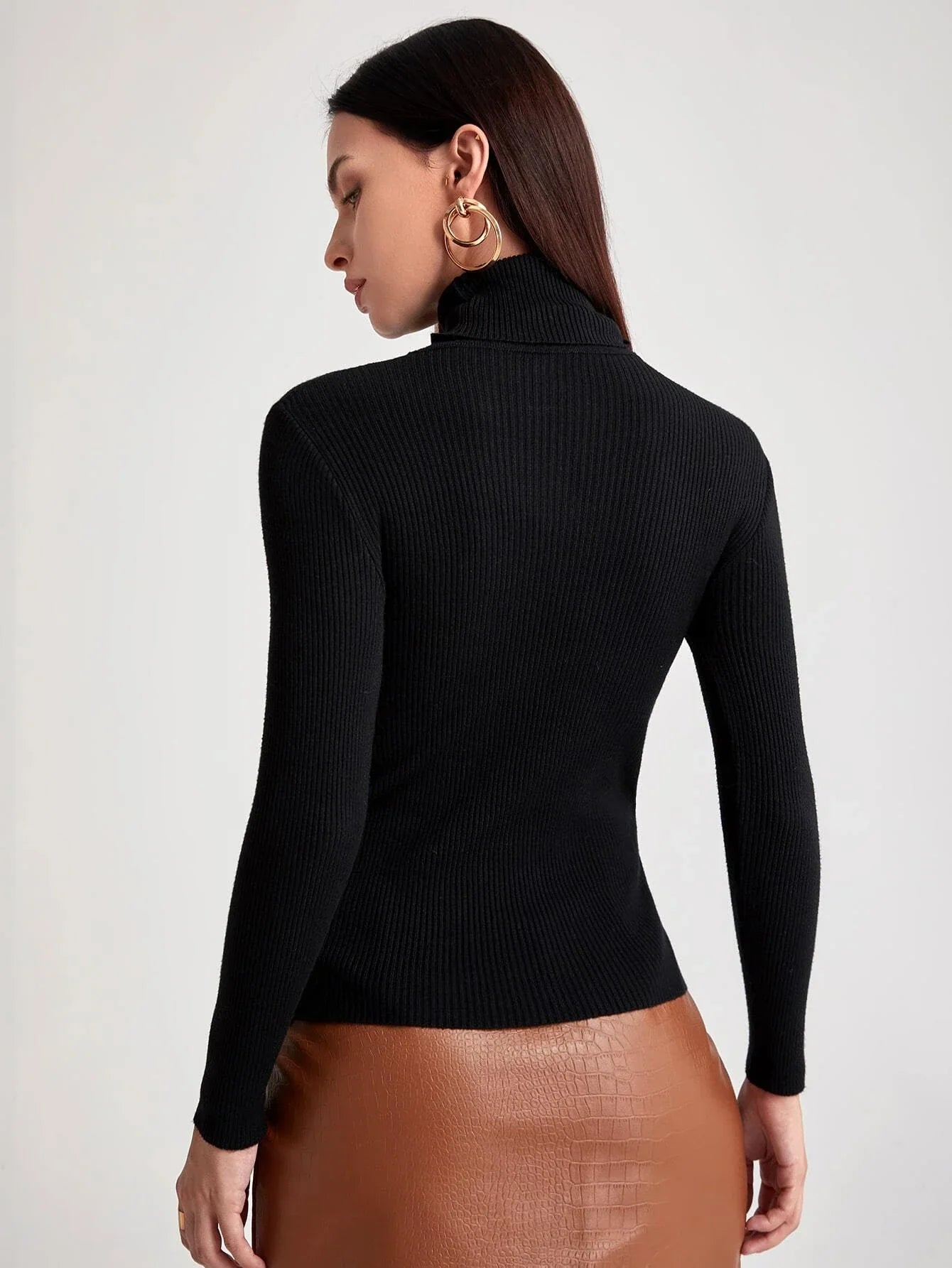 Buy Shein Turtleneck Ribbed Knit Sweater in Pakistan