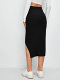 Buy SHEIN Slit Hem Rib-knit Pencil Skirt in Pakistan