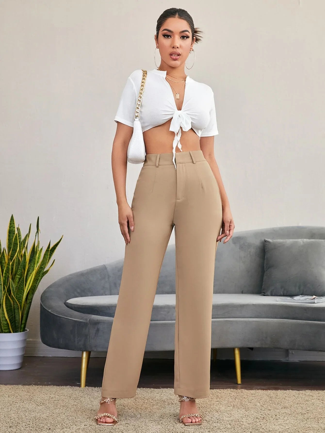 Buy Shein Solid Straight Leg Pants in Pakistan