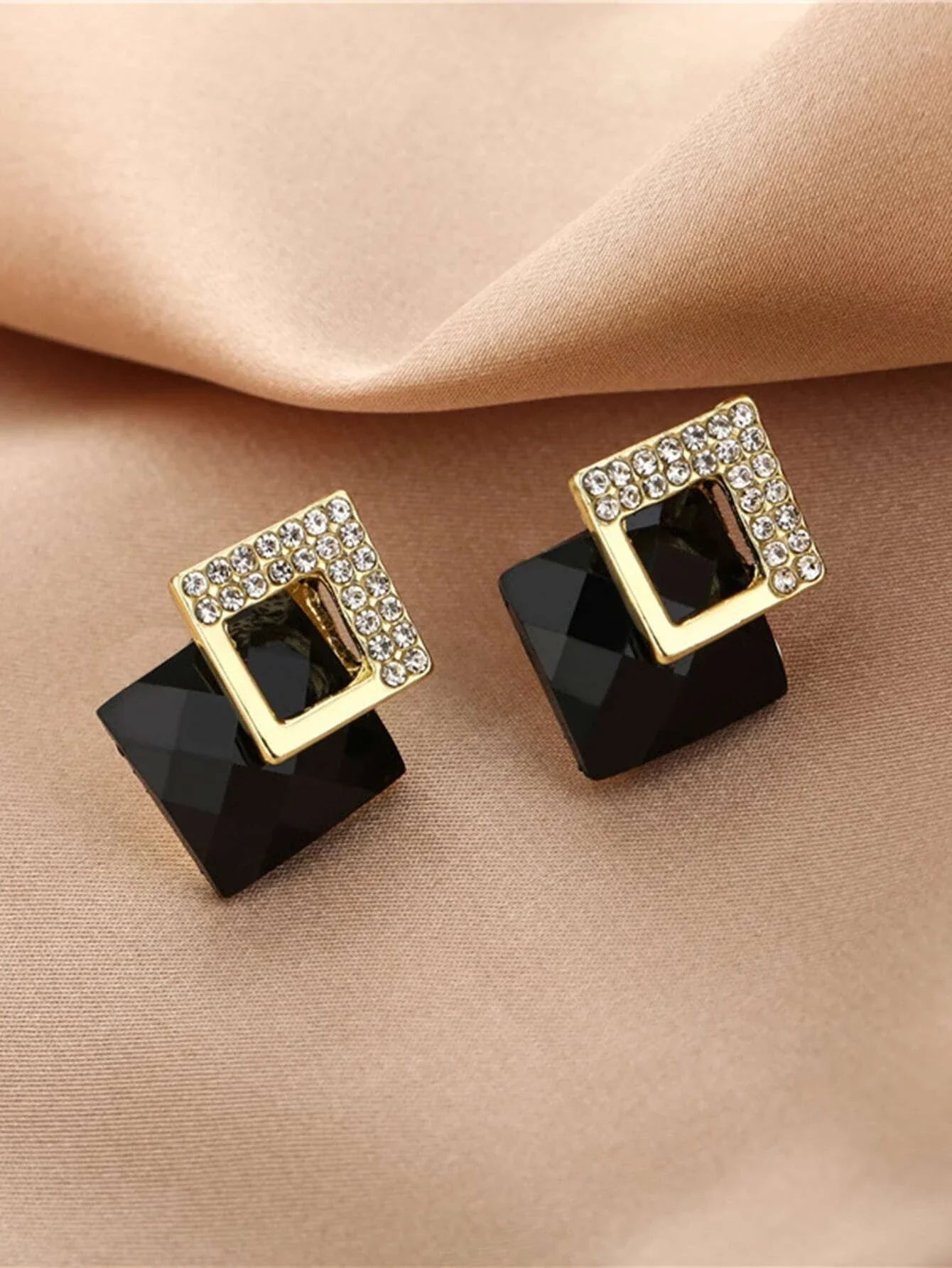 Buy Shein Rhinestone Detail Square Earrings in Pakistan