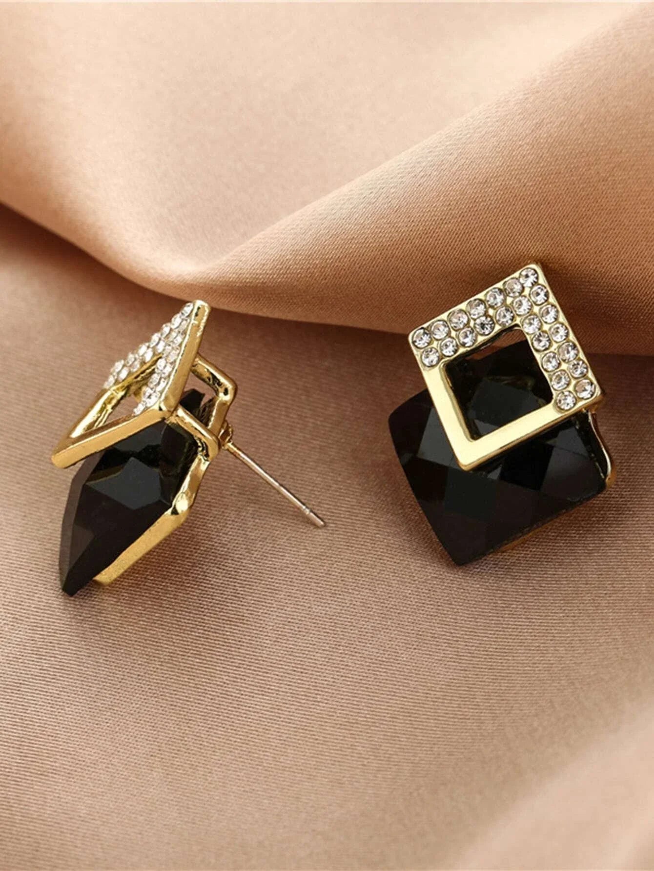 Buy Shein Rhinestone Detail Square Earrings in Pakistan