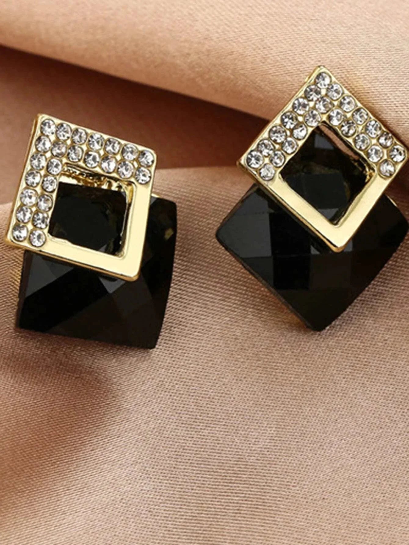 Buy Shein Rhinestone Detail Square Earrings in Pakistan