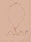 Buy Faux Pearl Decor Y Lariat Necklace in Pakistan