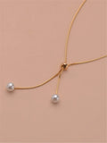 Buy Shein Faux Pearl Decor Y Lariat Necklace in Pakistan