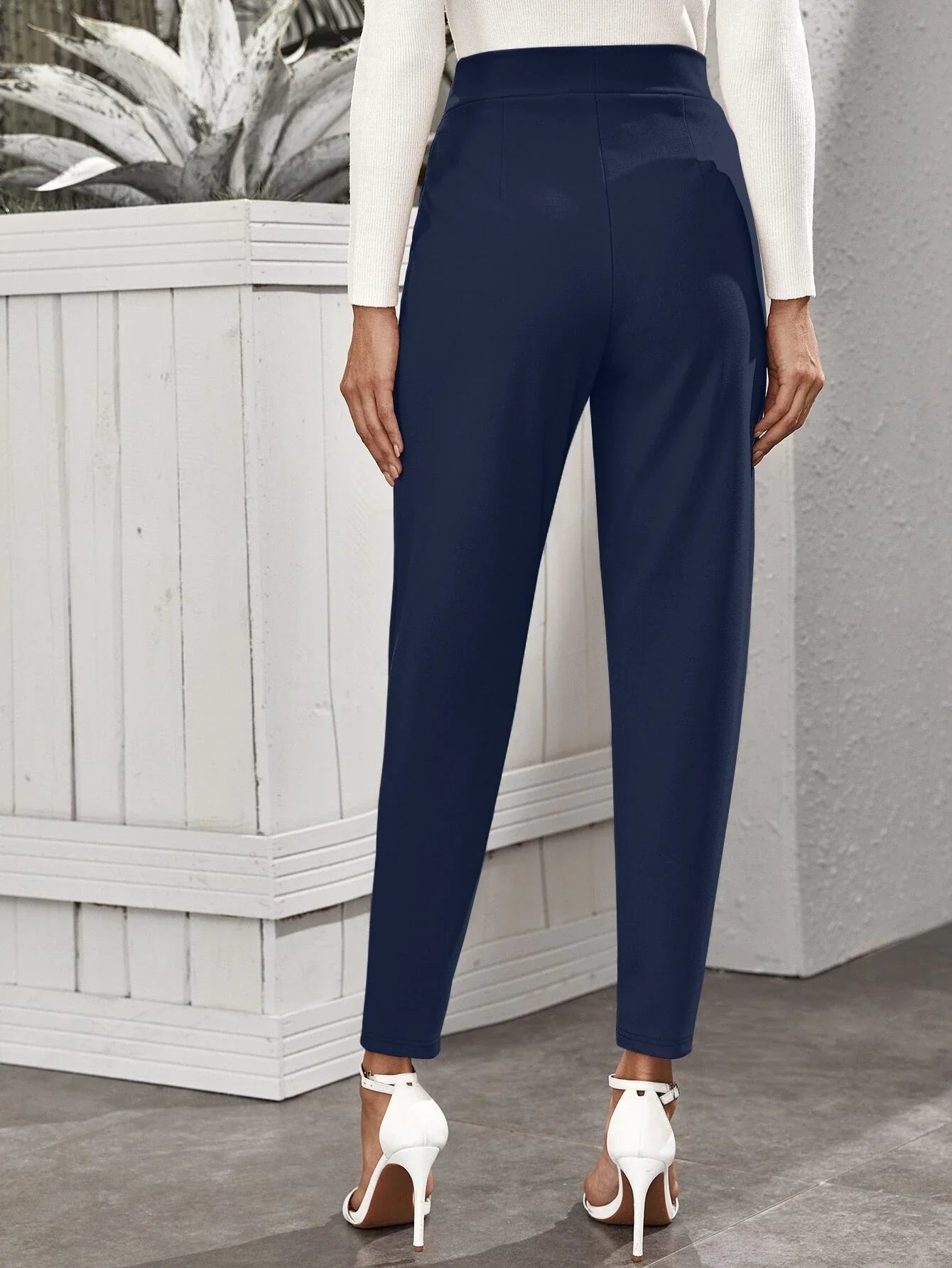 Buy SHEIN High-Rise Slant Pocket Tapered Pants in Pakistan