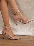 Buy SHEIN Spiked Decor Ankle Strap Pumps in Pakistan