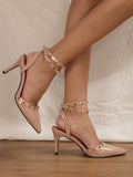 Buy SHEIN Spiked Decor Ankle Strap Pumps in Pakistan