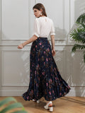 Buy Shein Allover Floral Belted Pleated Skirt in Pakistan