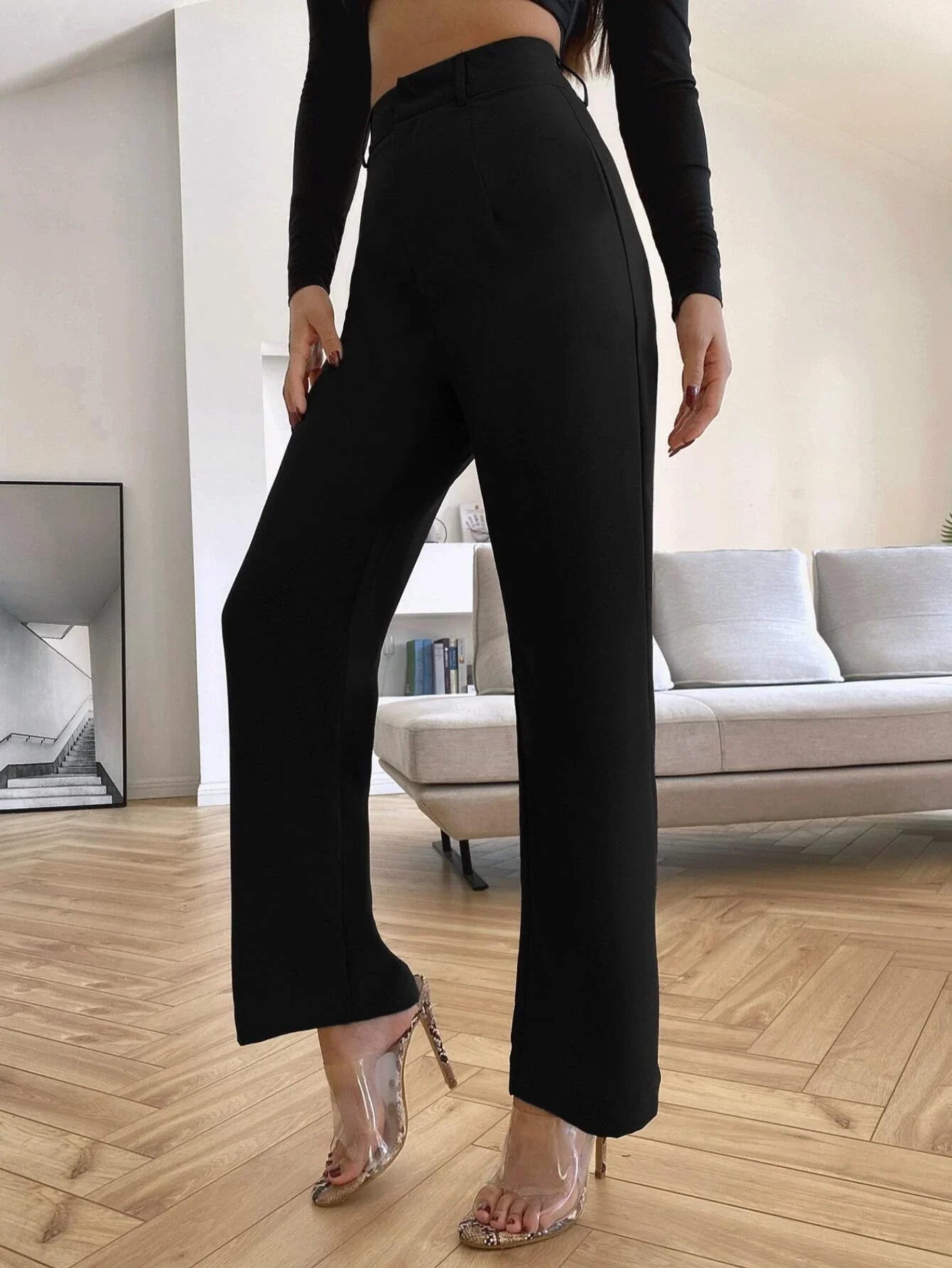 Buy SHEIN BAE Solid High Rise Tailored Pants in Pakistan