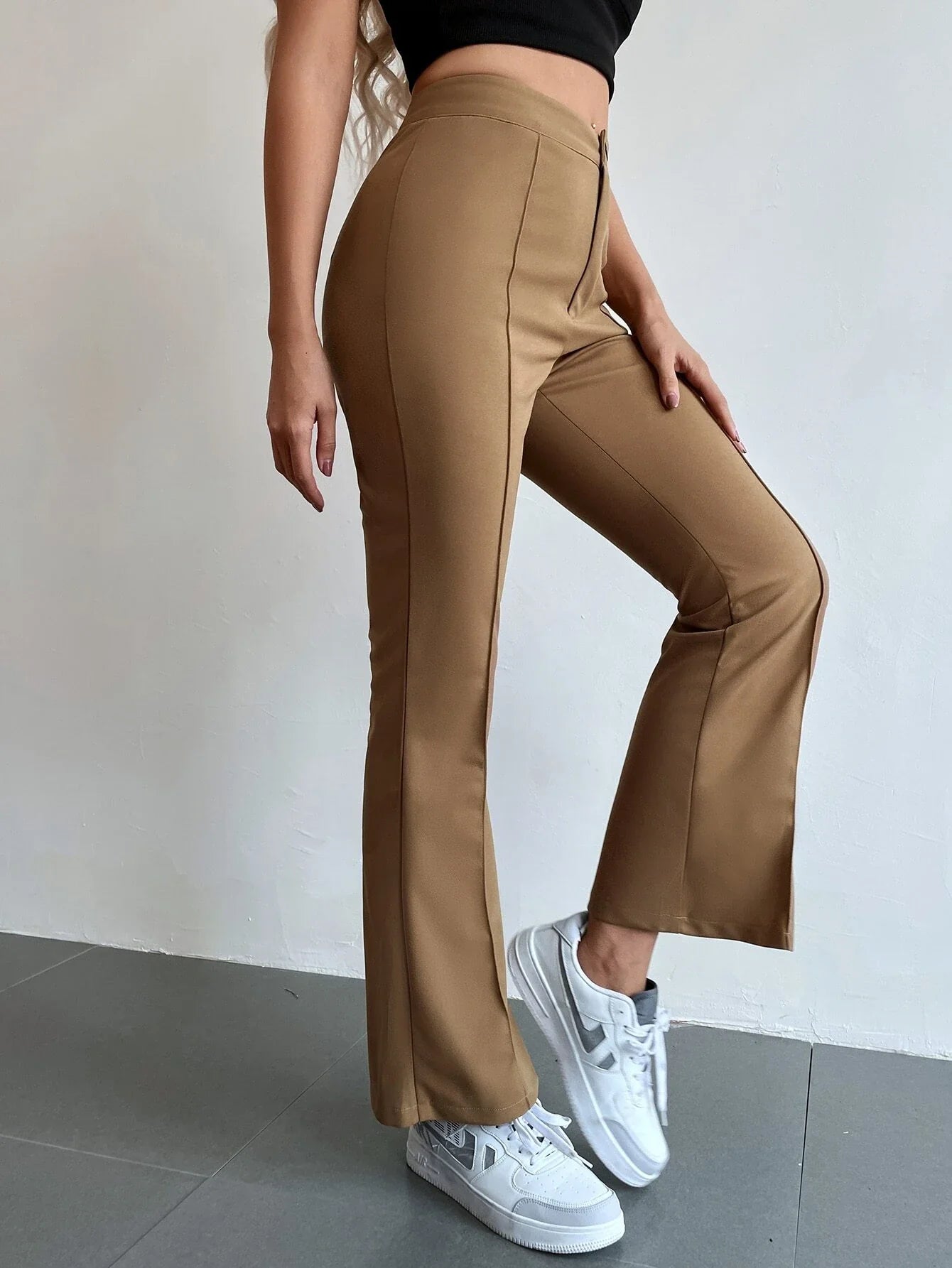 Buy Shein Seam Front High Waist Flare Leg Pants in Pakistan