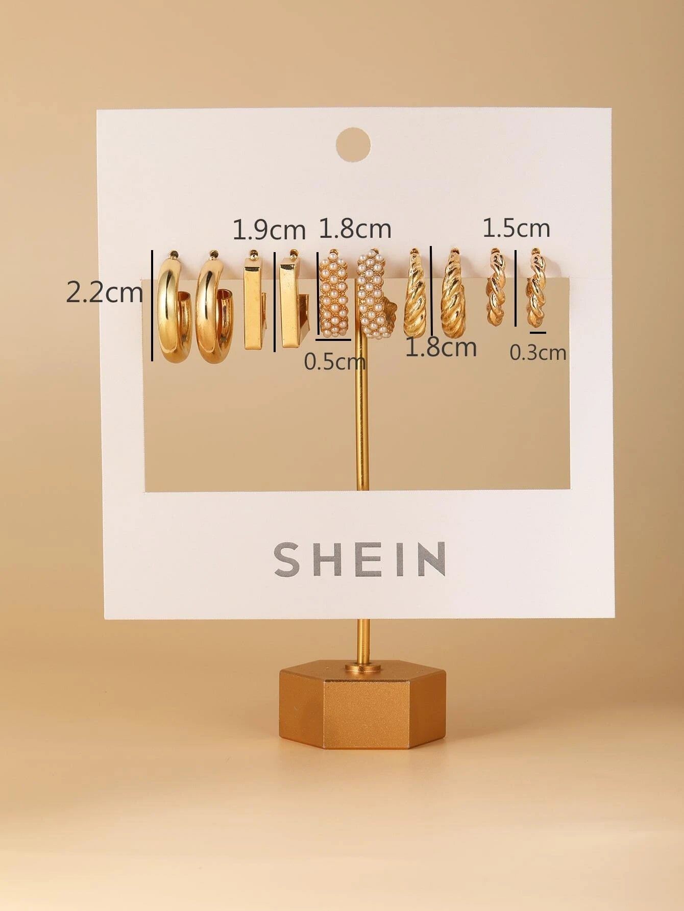 Buy Shein 5pairs Faux Pearl Decor Hoop Earrings in Pakistan