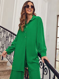 Buy SHEIN Frenchy Drop Shoulder Button Front Blouse & Wide Leg Pants in Pakistan