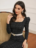 Buy SHEIN Confetti Heart Print Gigot Sleeve Dress Without Belt in Pakistan