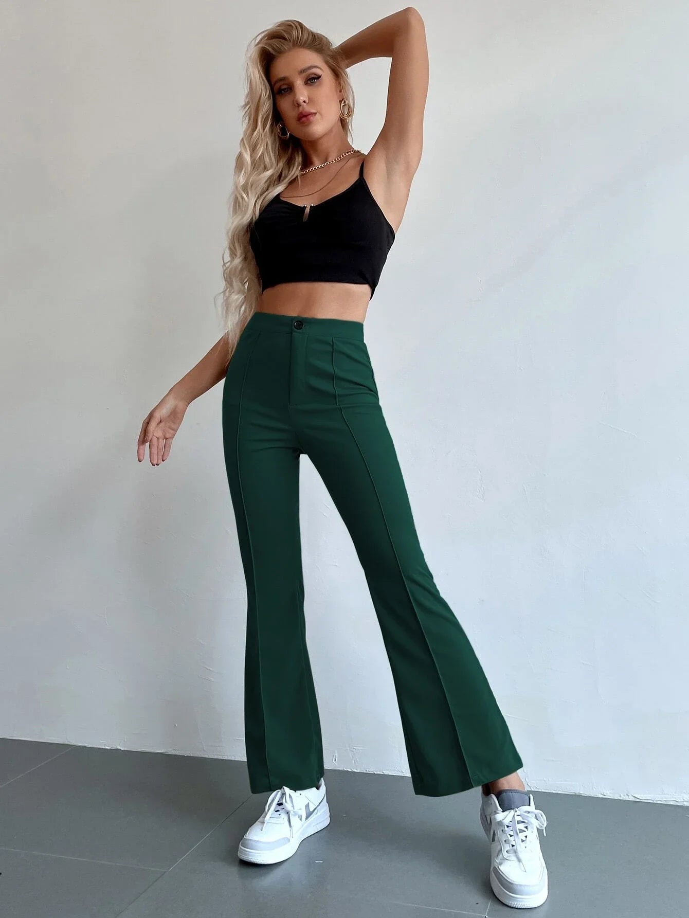 Buy Shein Seam Front High Waist Flare Leg Pants in Pakistan