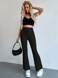 Buy Shein Seam Front High Waist Flare Leg Pants in Pakistan