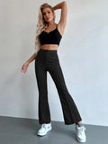 Buy Shein Seam Front High Waist Flare Leg Pants in Pakistan