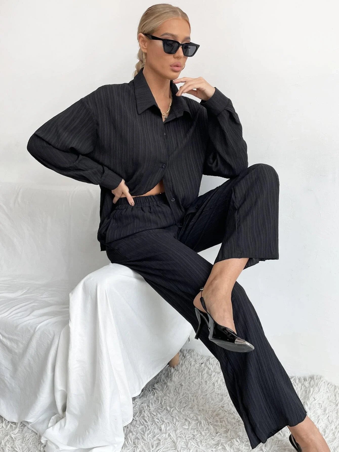 Buy SHEIN Frenchy Drop Shoulder Shirt & Pants in Pakistan