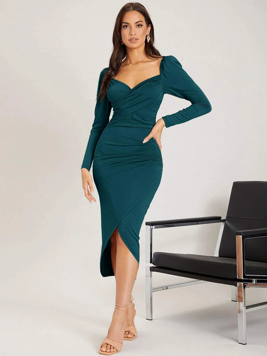 Buy SHEIN BAE Solid Wrap Bodycon Dress in Pakistan