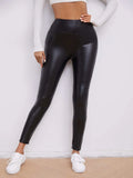 Buy Shein BAE Solid Skinny PU Leather Trousers in Pakistan