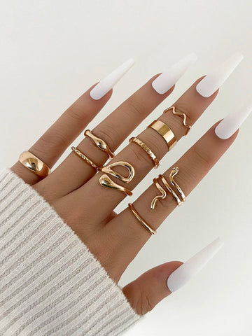 Buy Shein 9pcs Snake Design Ring in Pakistan