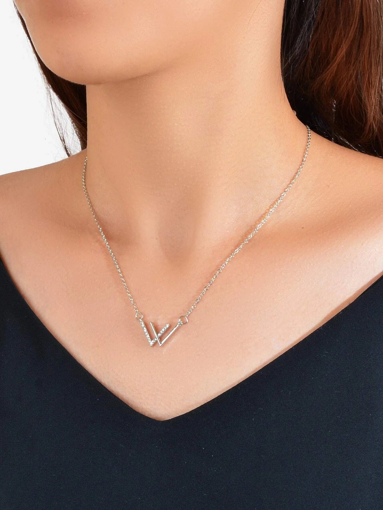 Buy Shein Rhinestone Letter Pendant Necklace in Pakistan