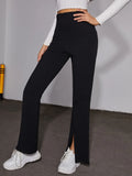 Buy SHEIN SHEIN EZwear High Waist Slit Hem Flare Leg Pants in Pakistan