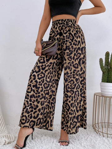 Buy SHEIN VCAY Leopard Print Wide Leg Pants in Pakistan