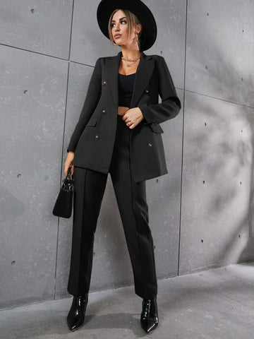 Buy SHEIN Frenchy Lapel Neck Double Breasted Blazer & Tailored Pants in Pakistan