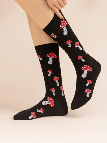 Buy Shein Mushroom Print Crew Socks in Pakistan