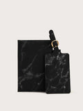 Buy SHEIN Letter Graphic Marble Graphic Passport Case With Luggage Tag in Pakistan