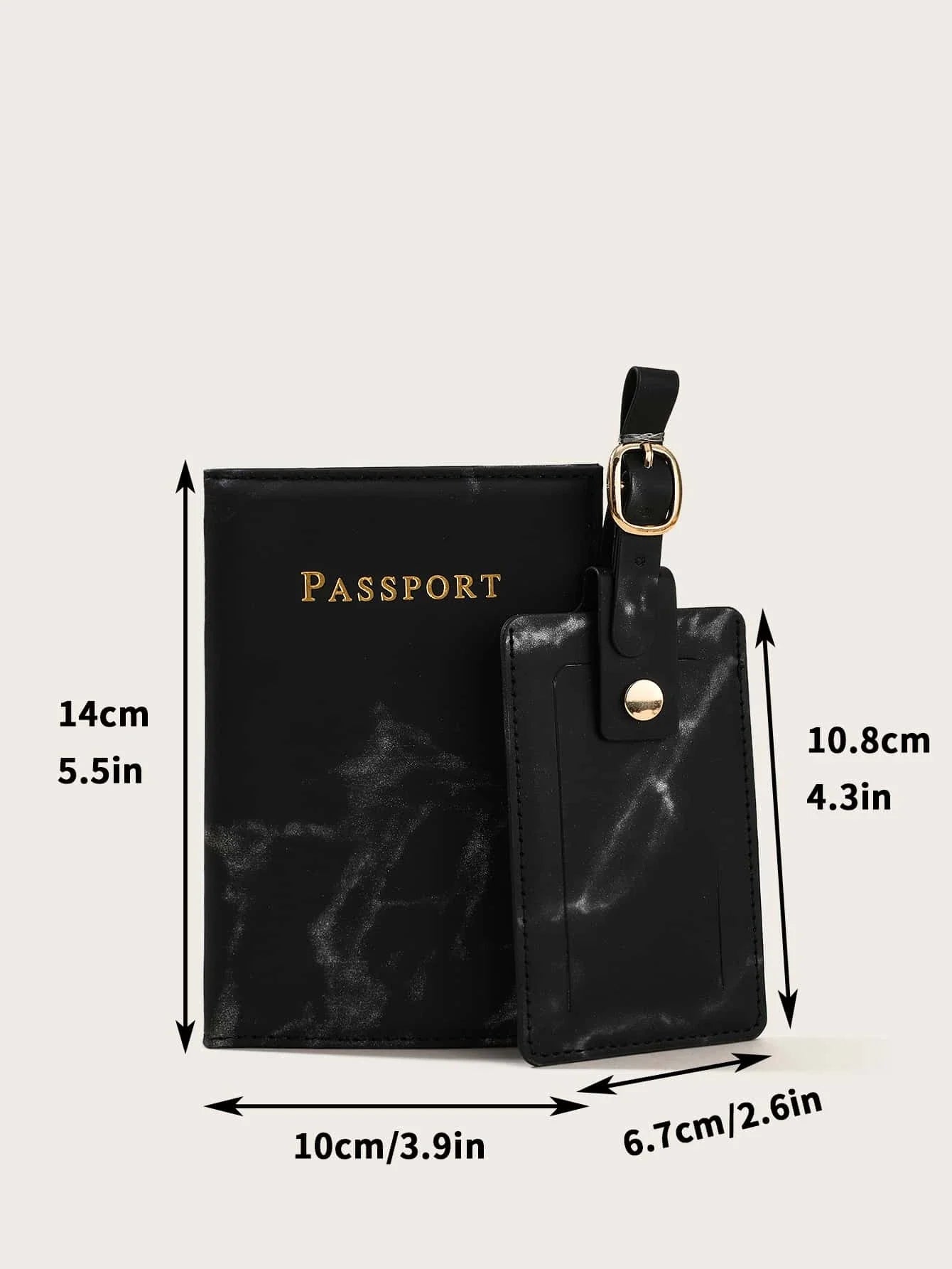 Buy SHEIN Letter Graphic Marble Graphic Passport Case With Luggage Tag in Pakistan