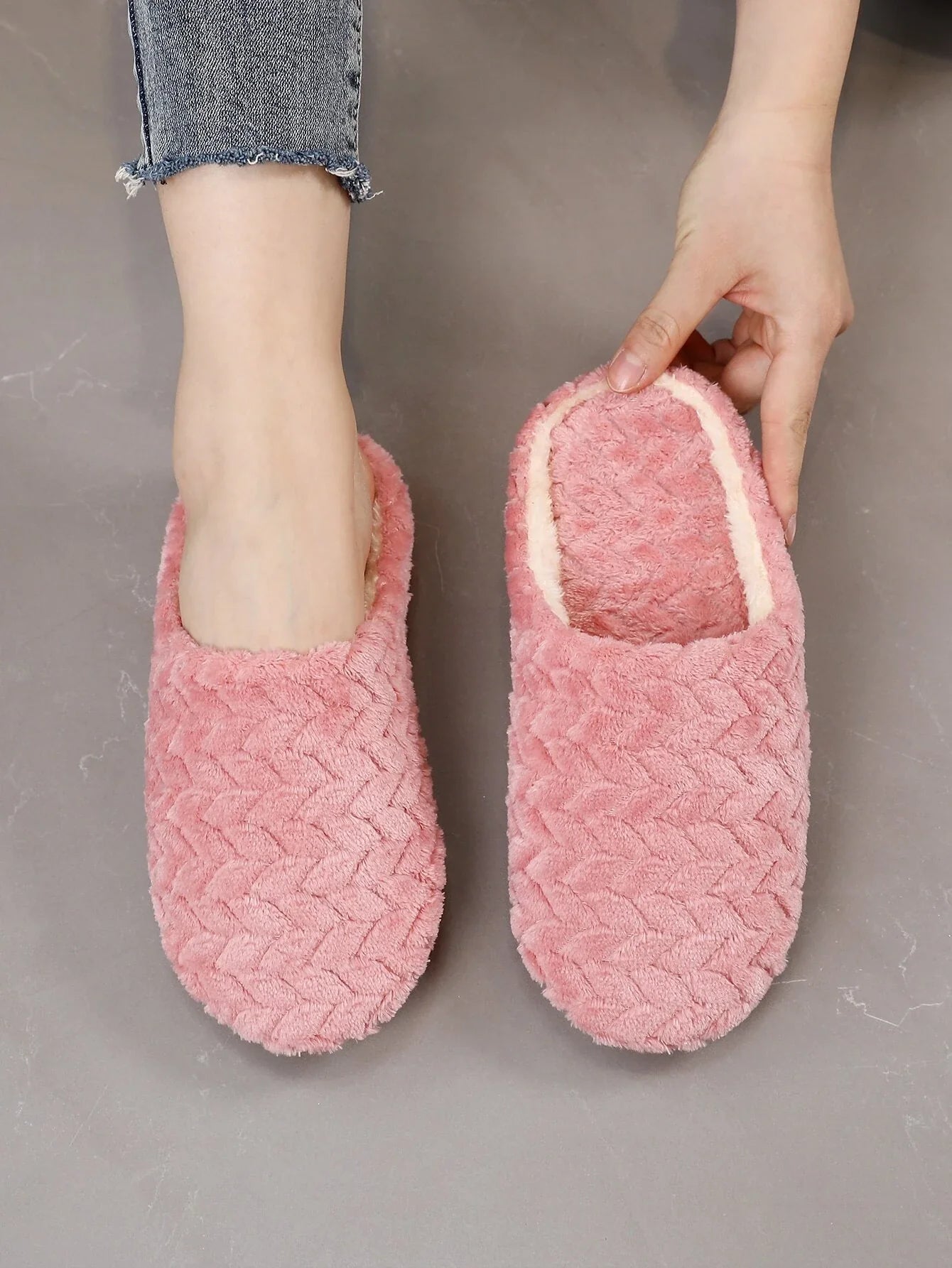 Buy SHEIN Cable Textured Fluffy Bedroom Slippers in Pakistan