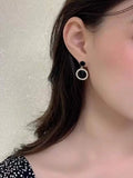 Buy Shein Rhinestone Decor Round Drop Earrings in Pakistan