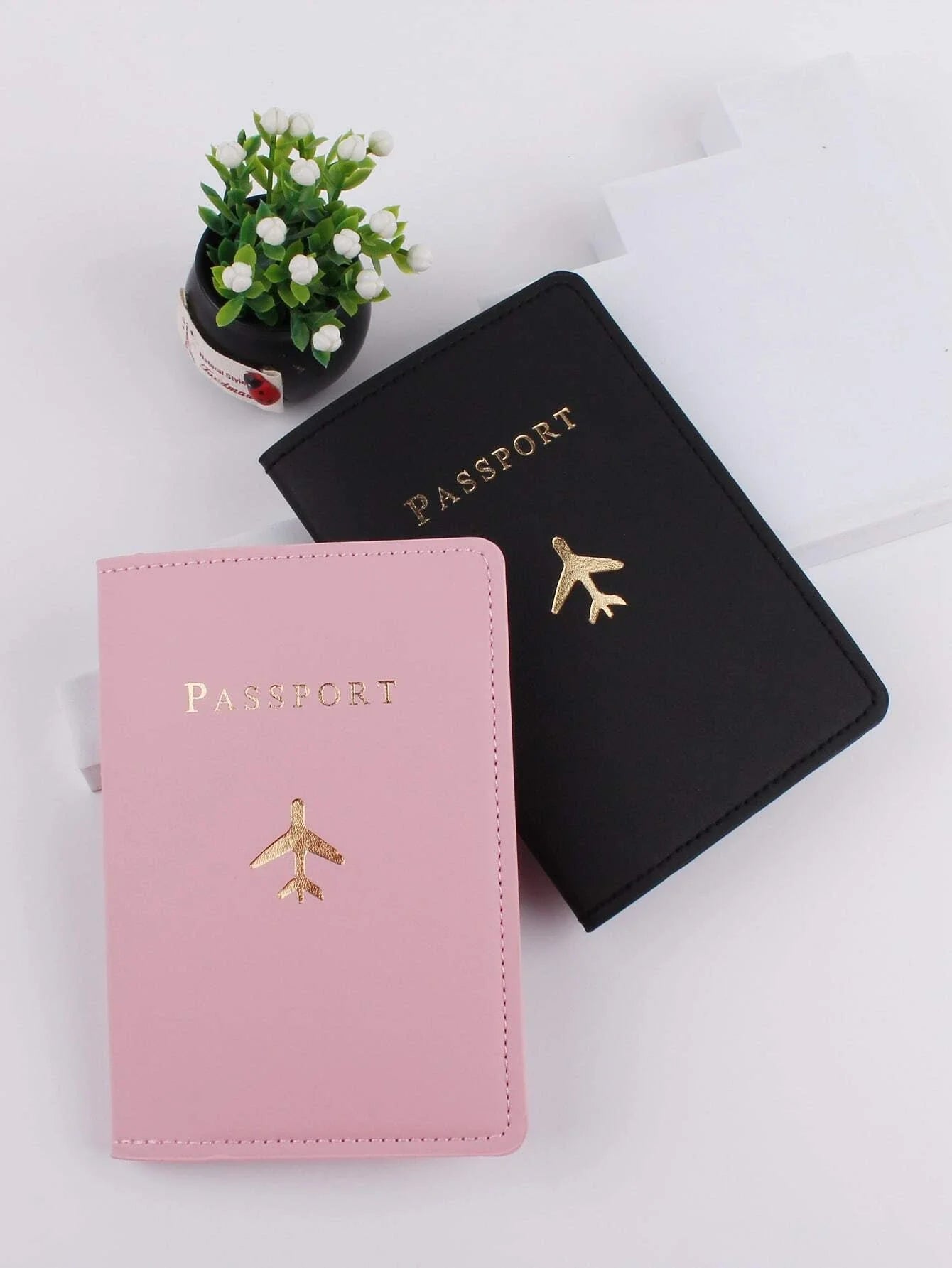 Buy Shein 2pcs Letter & Plane Graphic Passport Case in Pakistan