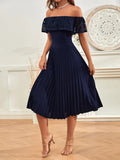 Buy SHEIN Off The Shoulder Contrast Lace Pleated Dress in Pakistan