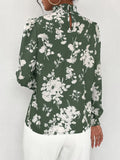 Buy SHEIN Floral Print Stand Collar Bishop Sleeve Blouse in Pakistan