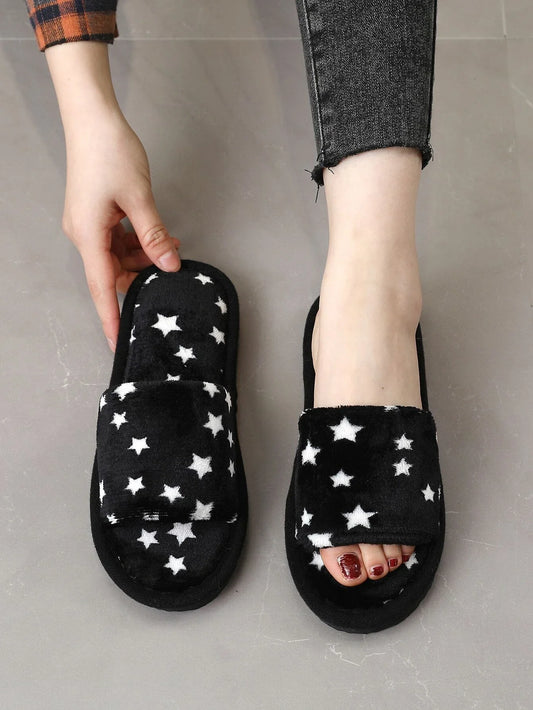 Buy SHEIN Star Pattern Fluffy Bedroom Slippers in Pakistan