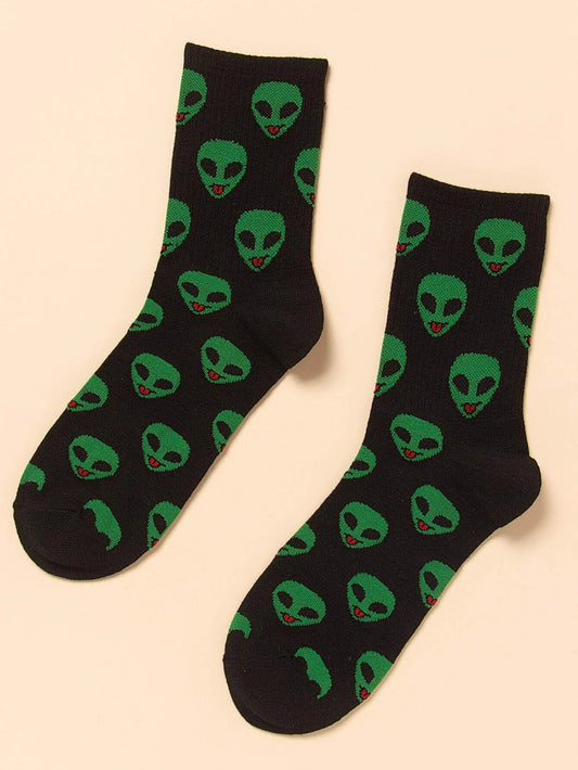 Buy Shein Alien Print Crew Socks in Pakistan