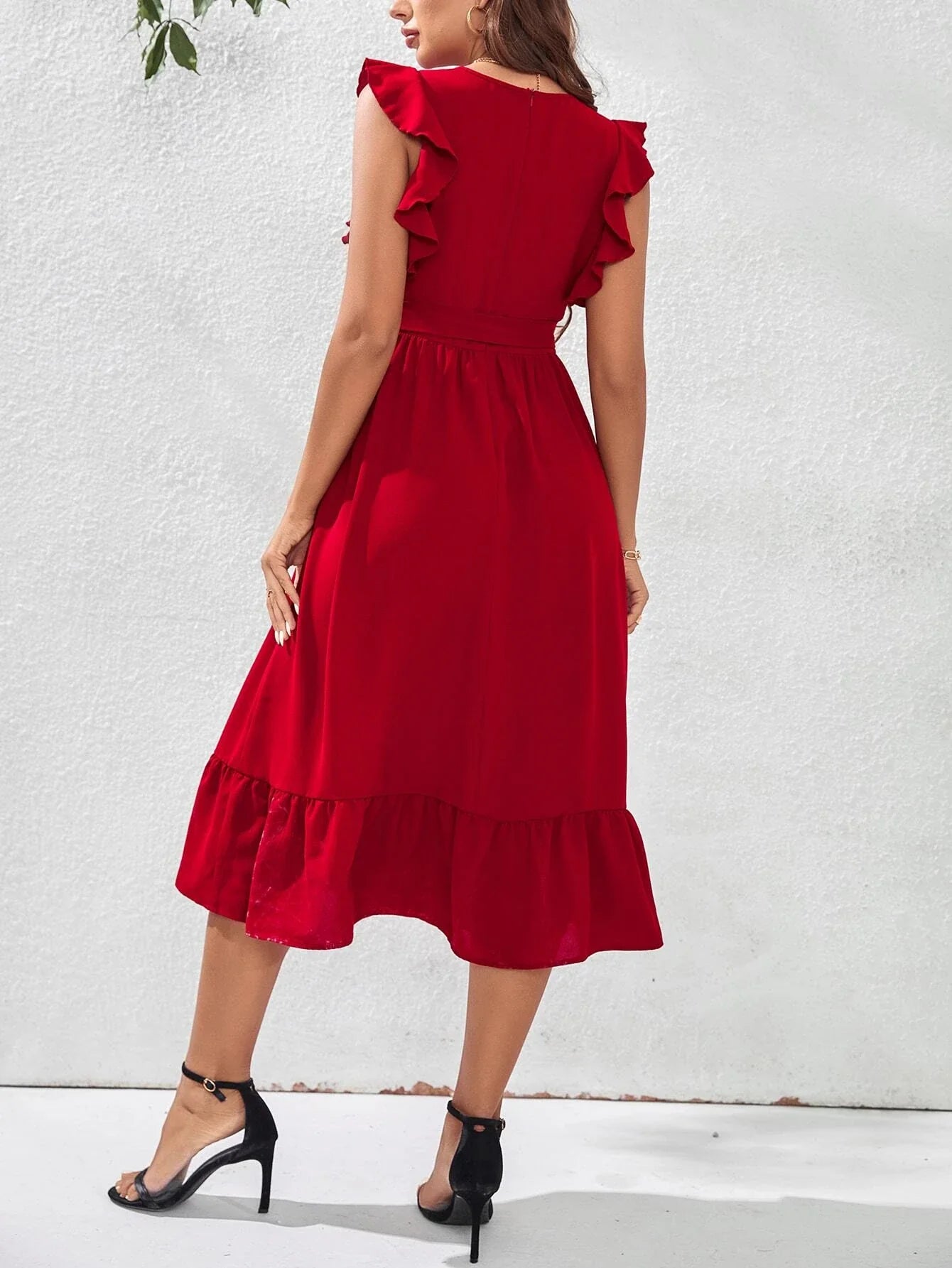 Buy SHEIN Ruffle Hem Tie Front Dress in Pakistan