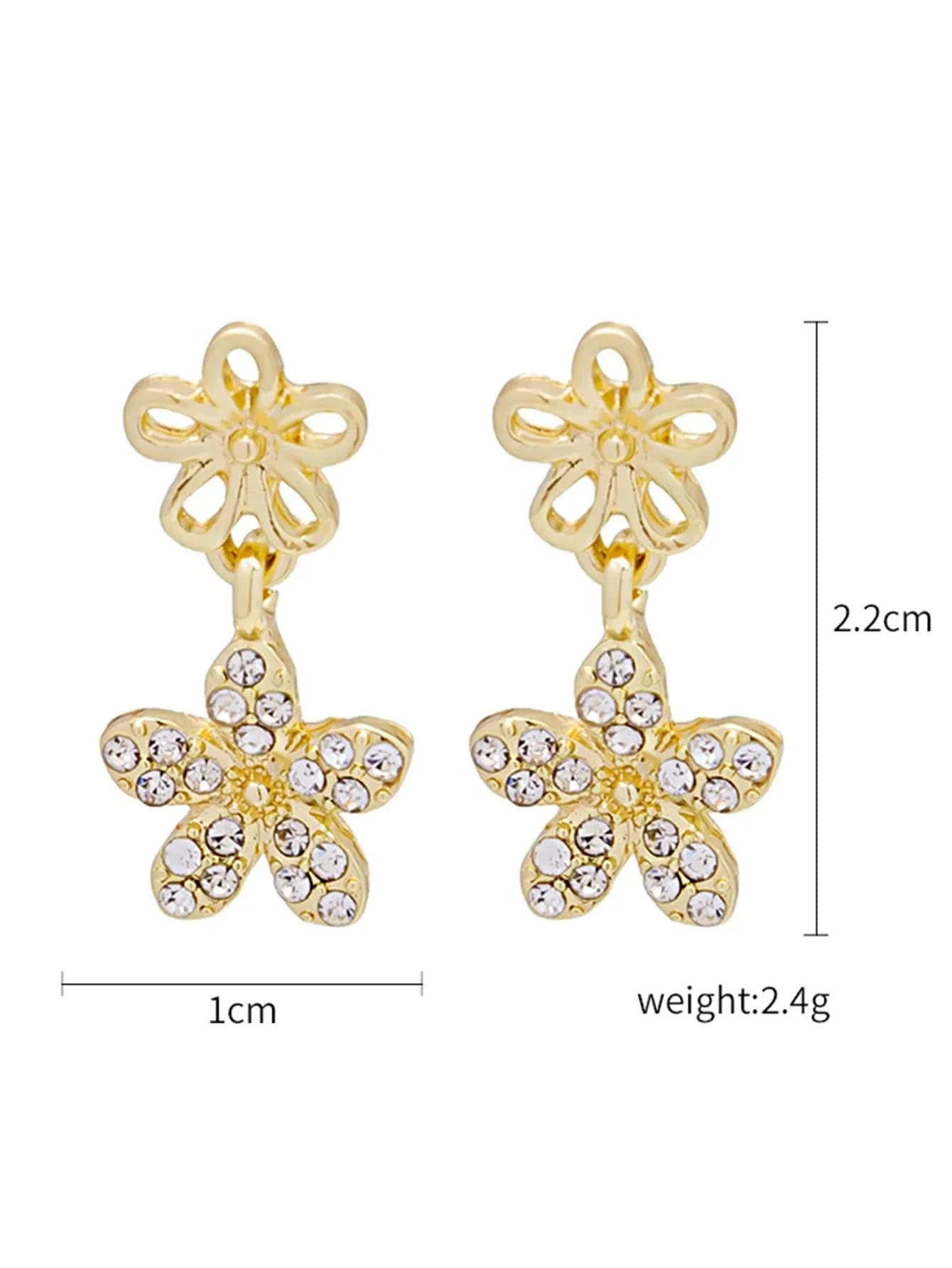 Buy Shein Rhinestone Flower Drop Earrings in Pakistan