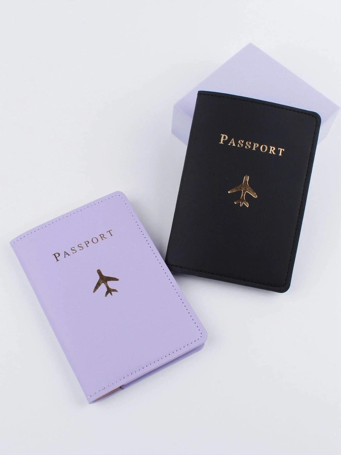 Buy Shein 2pcs Letter & Plane Graphic Passport Case in Pakistan