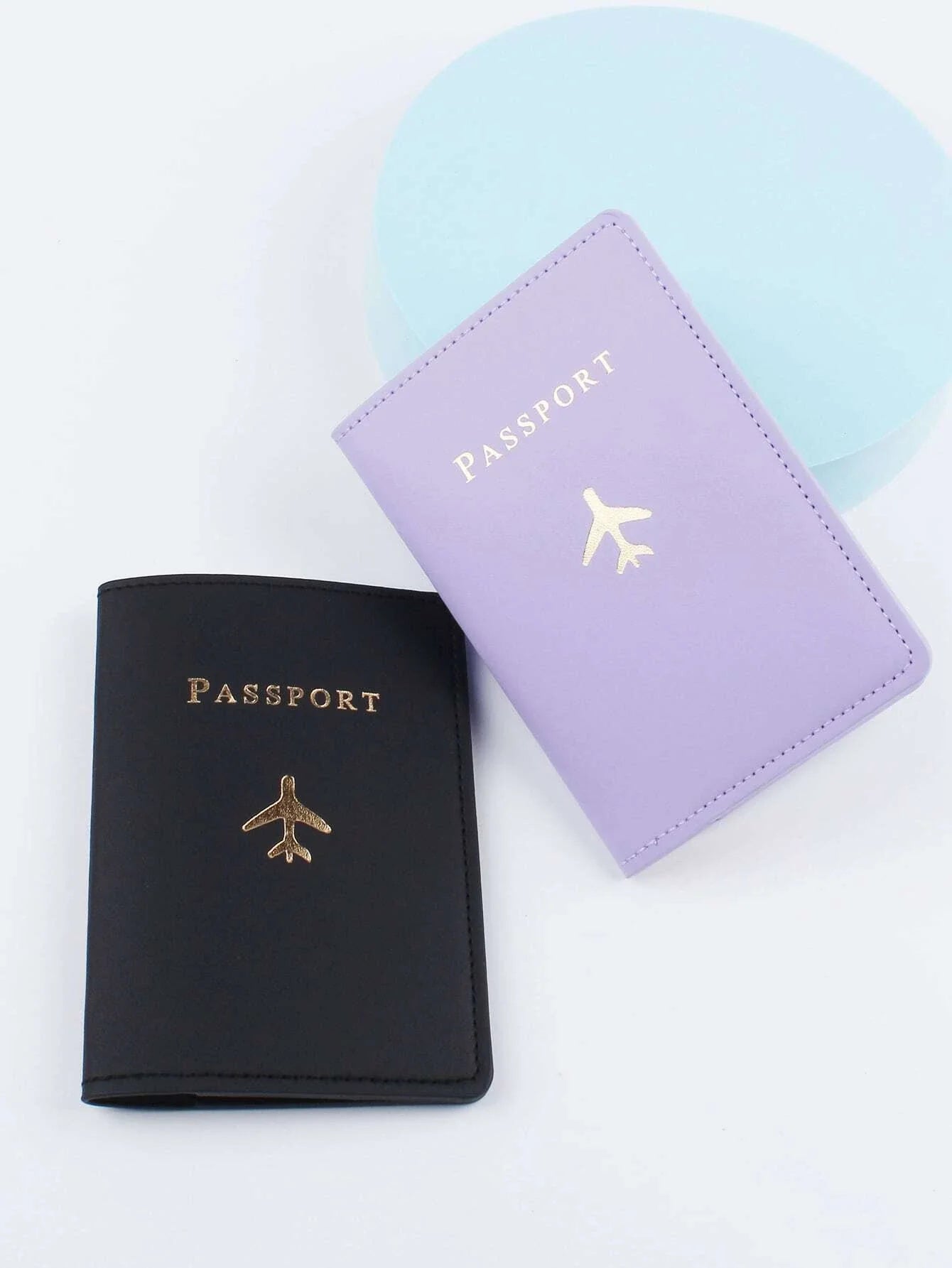 Buy Shein 2pcs Letter & Plane Graphic Passport Case in Pakistan