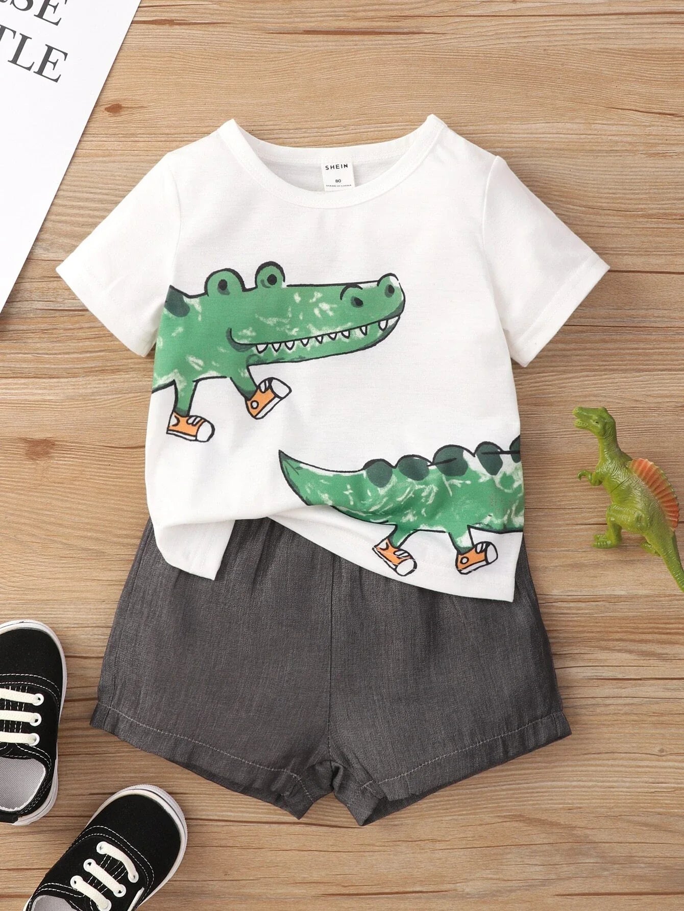 Buy SHEIN Baby Boy Cartoon Graphic Tee & Shorts in Pakistan