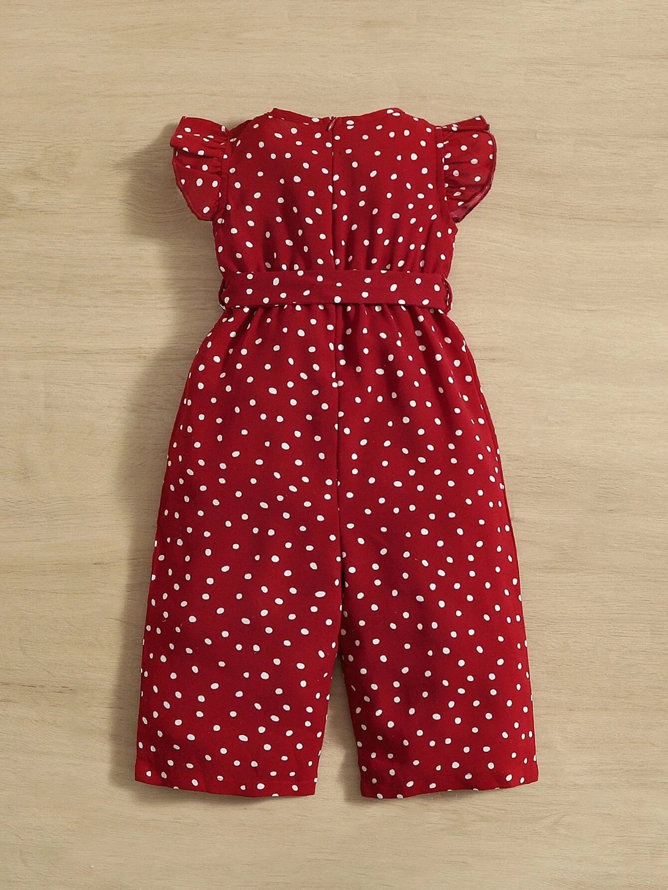 Buy SHEIN Baby Polka Dot Ruffle Sleeve Belted Jumpsuit in Pakistan