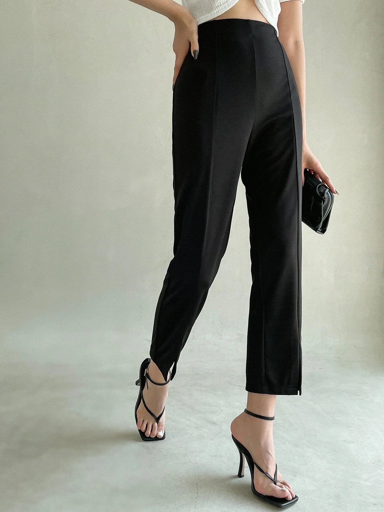 Buy SHEIN Dazy-Less Slit Hem High Waist Pants in Pakistan